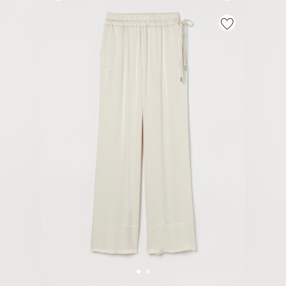 H&M cream silky wide leg pants